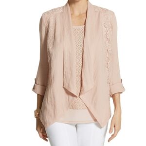 Chicos Francesca Lace Open Front Cardigan Size 2
